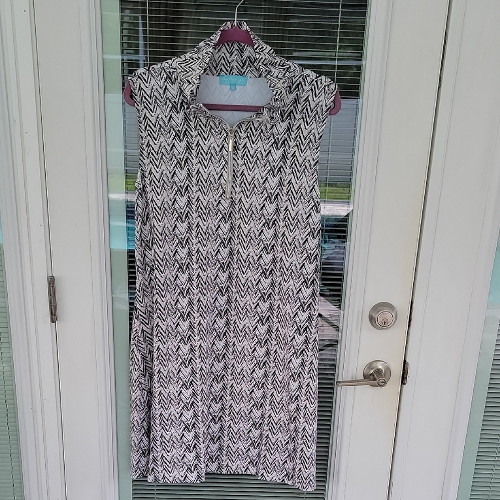 Anthony's Resort Wear Chevron Sleeveless Quarter Zip Dress Sz XL SPF 50+